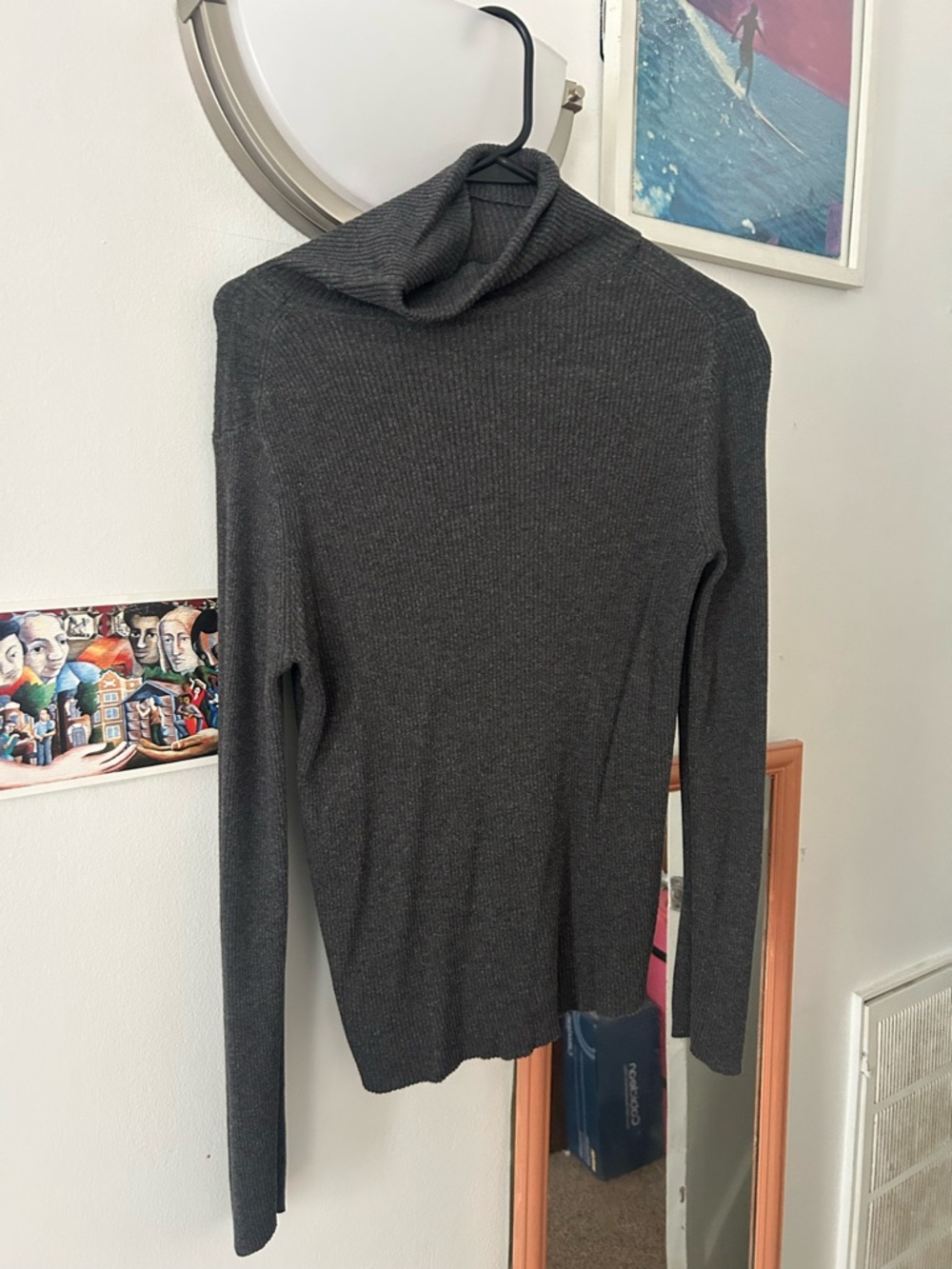 Charcoal Gray Lightweight Turtleneck Sweater